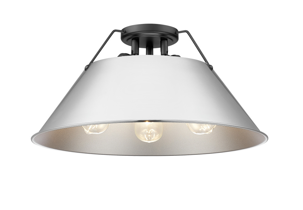 Yep by Golden Lighting Orwell 3-light Flush Mount in Matte Black and Chrome shade
